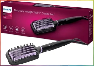 מברשת שיער חשמלית להחלקה ויישור Philips StyleCare Essential BHH880/00 - צבע שחור / סגול
